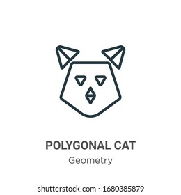 Polygonal cat outline vector icon. Thin line black polygonal cat icon, flat vector simple element illustration from editable geometry concept isolated stroke on white background