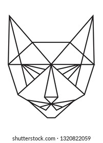 Polygonal Cat Silhouette Vector.
Triangle animal.
Abstract vector cat on the white background 