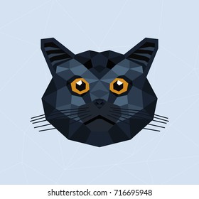 Polygonal cat. Vector illustration. T-shirt design and printing.