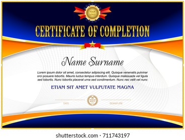 Polygonal certificate blank template. Simple elements, yellow and black colors and soft texture effect.