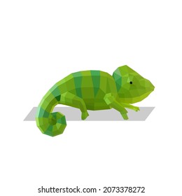 Polygonal chameleon art image. low poly lizard in vector illustration