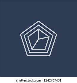 Polygonal chart icon. Trendy flat vector line Polygonal chart icon on dark blue background from Business and analytics collection. 