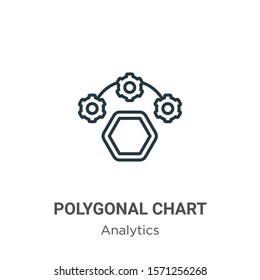 Polygonal chart outline vector icon. Thin line black polygonal chart icon, flat vector simple element illustration from editable analytics concept isolated on white background
