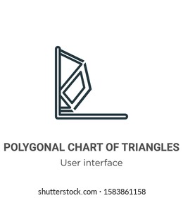 Polygonal chart of triangles outline vector icon. Thin line black polygonal chart of triangles icon, flat vector simple element illustration from editable user interface concept isolated on white 