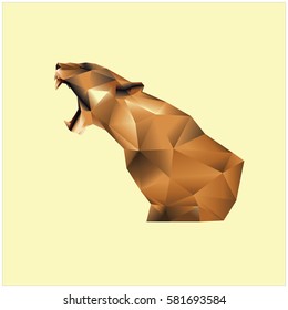 Polygonal cheetah on bright background