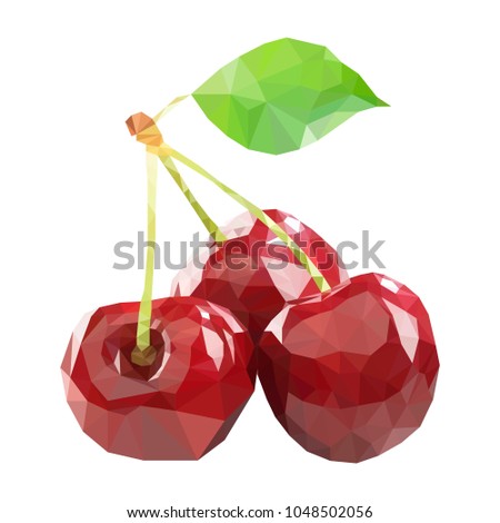 Polygonal Cherry in Vector, low poly style cherry