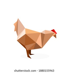 polygonal chicken art image. low poly chicken vector illustration.