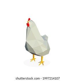 polygonal chicken art image. low poly chicken vector illustration.