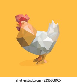 Low-Poly-Hähnchen-Polygonal