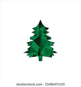 Polygonal Christmas Tree Black And White Background 