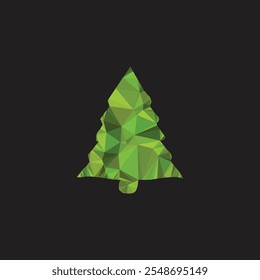 Polygonal Christmas Tree Black And White Background 