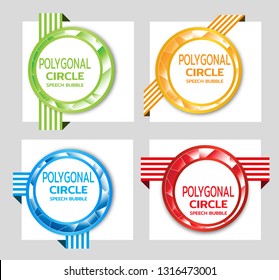 Polygonal circle speech bubble. Origami dialogue banner for your message. Special offer. Discount tag, badge, emblem. Web stickers. Price tag template for catalog with space for text