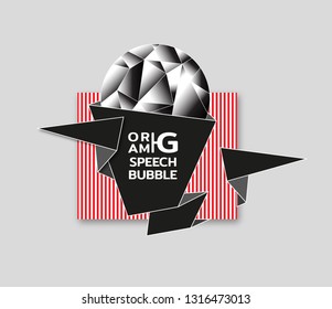 Polygonal circle speech bubble. Origami dialogue banner for your message. Special offer. Discount tag, badge, emblem. Web stickers. Price tag template for catalog with space for text