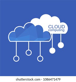 Polygonal Cloud computing technology. Vector illustration concept composed of triangles.