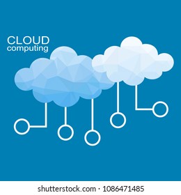 Polygonal Cloud computing technology. Vector illustration concept composed of triangles.