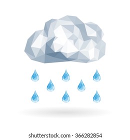 polygonal cloud isolated on a white background with rain drops