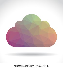Polygonal cloud symbol, illustration