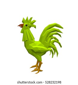 Polygonal cock. Isolated on white background. 3d Vector illustration.