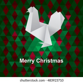 polygonal cock. origami style. 2017 Happy New Year greeting card. Celebration background with Rooster and place for your text.