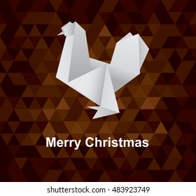 polygonal cock. origami style. 2017 Happy New Year greeting card. Celebration background with Rooster and place for your text.