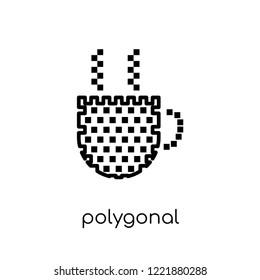 polygonal coffee cup icon. Trendy modern flat linear vector polygonal coffee cup icon on white background from thin line Geometry collection, outline vector illustration