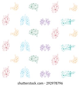 Polygonal color organs background with heart, brain, lungs