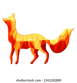 Polygonal colorful fox isolated on white background
