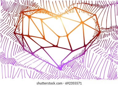 Polygonal colorful heart. Vector illustration of geometric heart. Template for greeting card, postcard, print.