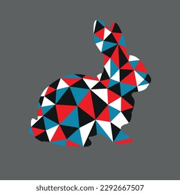 Polygonal colorful rabbit. Origami poly line animal. Modern geometric style. Vector illustration.