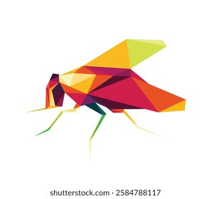 Polygonal Colorful vector of Fly Animal. Fly insect in colorful abstract vector logo. Low Poly Triangle of Fly animal illustration