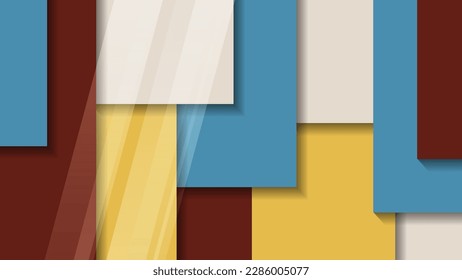 Polygonal colorful wallpaper with 3D effect. Overlapping multicolored rectangular shapes form a mottled surface. Vector.