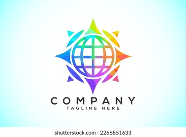 Polygonal Compass Concept Logo Design. Compass Low Poly Logo sign and symbol. Coastal icon
