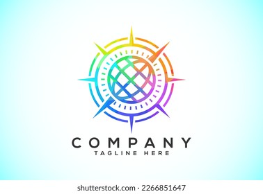 Polygonal Compass Concept Logo Design. Compass Low Poly Logo sign and symbol. Coastal icon