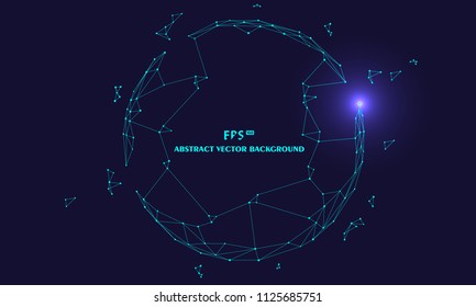 Polygonal connected technology internet big data background illustration, artificial intelligence