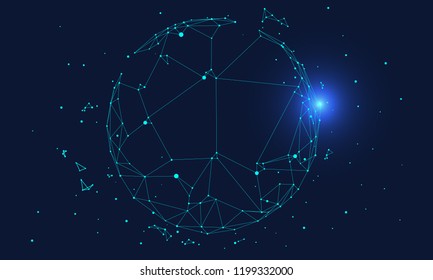 Polygonal connected technology internet big data background illustration, artificial intelligence