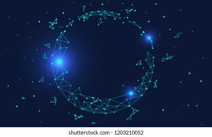 Polygonal connected technology internet big data background illustration, artificial intelligence
