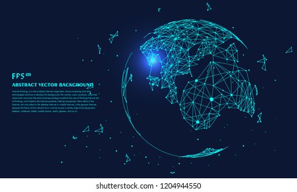 Polygonal connected technology internet big data background illustration, artificial intelligence