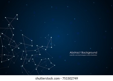 Polygonal with connecting dots and lines, vector illustration