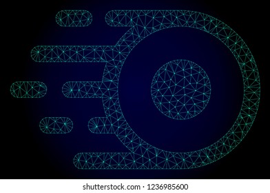 Polygonal core flight illustration with fast speed effect. Abstract mesh lines, triangles and points on dark background with core flight designed for modern abstract with symbols of speed, rush,