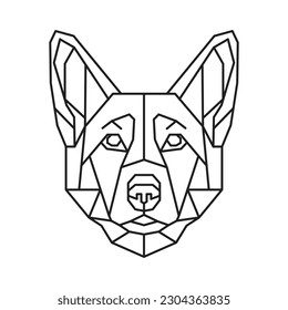 Polygonal Corgi Dog. Geometric line animal. Vector illustration.