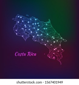Polygonal Costa Rica Map. Vector Illustration Low Poly Color Rainbow on Abstract Background. Vector Eps10.