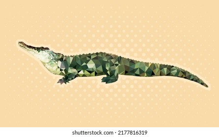 polygonal crocodile, low poly alligator, triangle vector illustration