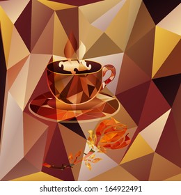 polygonal cup of coffee