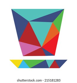 Polygonal cup (mug) of hot drink (coffee, tea etc)