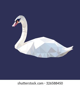polygonal cygnus, polygon geometric bird, isolated animal vector illustration