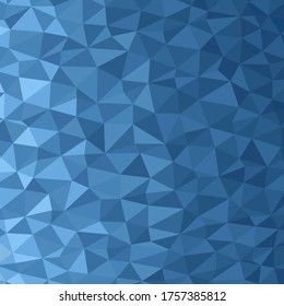 Polygonal dark blue mosaic background. Abstract low poly vector illustration. Triangular pattern  in halftone style. Template geometric business design with triangle for poster, banner, card, flyer.