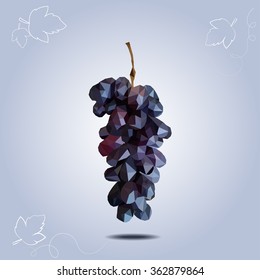 polygonal dark grapes on light background