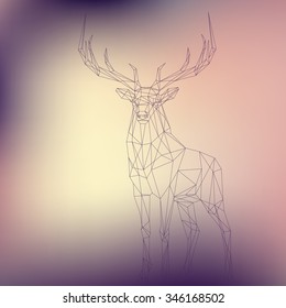 Polygonal dashed lines illustration. Abstract vector Deer. Poster, card, invitation, wallpaper.