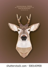 Polygonal deer face with horns on a beautiful background. polygonal head forest animal. Design element for use in prints, posters, banners