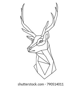 Polygonal Deer Head Horns Outline Vector Stock Vector (Royalty Free ...